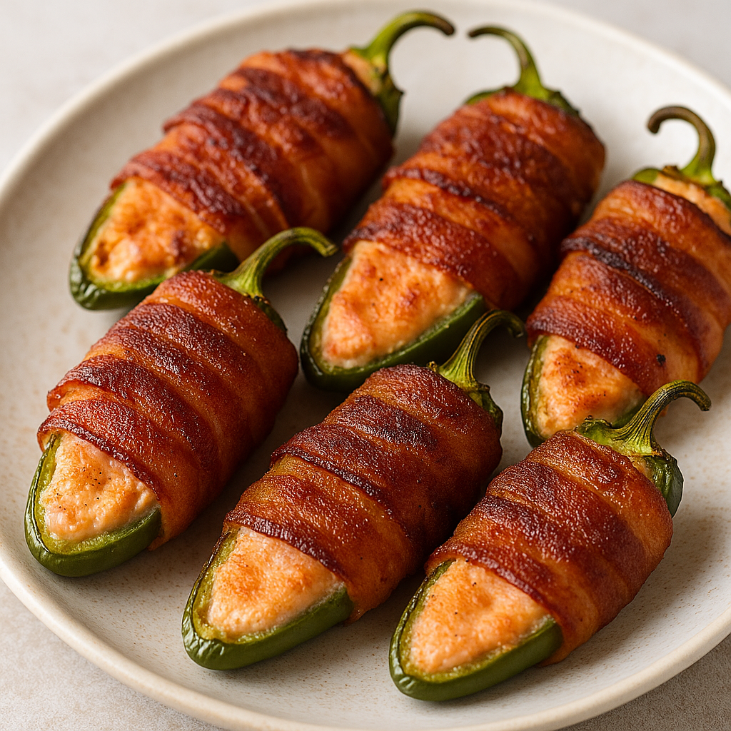Smoked Bacon-Wrapped Jalapeño Poppers with Smokin’ Barbie Goat Cheese